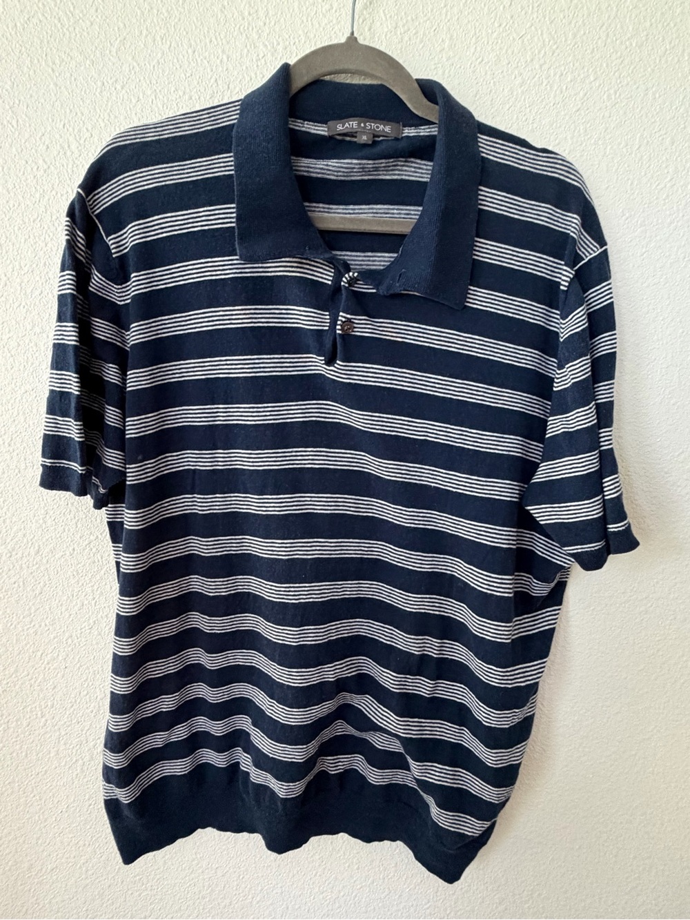 Slate & Stone Navy and White Striped Polo